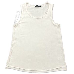 New ivory milky White Sleeveless Tank Top size small y2k vintage bohemian cotton